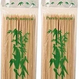 Pack of 2 x 60pc Bamboo Skewers Grill Sticks 8inch Disposable Bamboo Roast Fork Set-13