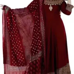 Women Printed Viscose Rayon Anarkali Kurta With Attached Dupatta-image-48