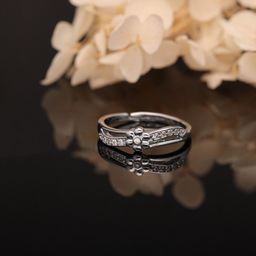 divastri Silver Plated American Diamond Adjustable Finger Ring for Women and Girls Brass Diamond Silver Plated Ring-picture-26