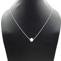 925 Sterling Silver Chain with White Round Freshwater Real Pearl Necklace for Girls/Women Pearl Sterling Silver Chain-21
