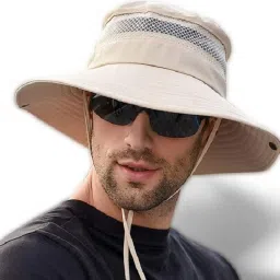 AlexVyan Round Crown Sun Visor Hat Cap for Men UV Protection Summer Wide Brim-image-46