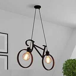 Vintage Black Aluminium Metallic Cycle Shape Hanging Pendant Ceiling Lamp for Bedroom, Living Room Balcony Decor (Vintage Cycle) ( Bulbs not Included ) Black Iron Hanging Lantern-image-28