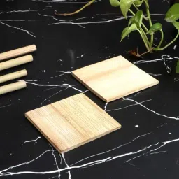 silpakarman Beige Smoked Design Bamboo HandCrafted (Set of 4) Coasters-picture-17