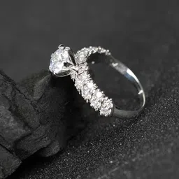 Priyaasi Silver-Toned Rhodium-Plated AD & CZ-Studded Handcrafted Finger Ring-6