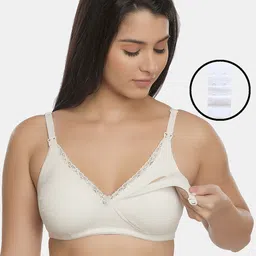 Inner Sense White Organic Cotton Antimicrobial Laced Soft Nursing Bra with an extender-image-84