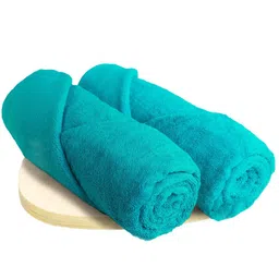 Heelium Set of 2 Teal Solid 600GSM Quick Absorbent Super Soft Bamboo Bath Towels-17