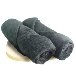 Heelium Set of 2 Grey Solid 600GSM Quick Absorbent Super Soft Bamboo Bath Towels-13