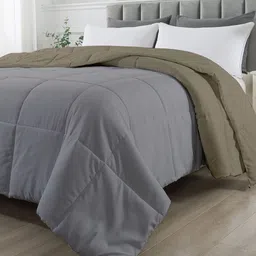 RAZZAI Unisex Brown Solid 210 GSM Single Bed Reversible Comforter-image-40