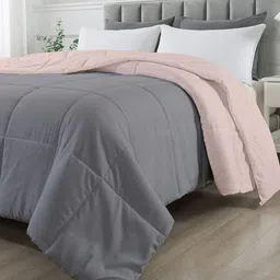 RAZZAI Unisex Peach Solid 210 GSM Single Bed Reversible Comforter-image-40