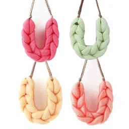 MAJESTIQUE Blue & Pink Set Of 4 Large Bath Shower Sponge Pouf Loofahs-60 gm-47