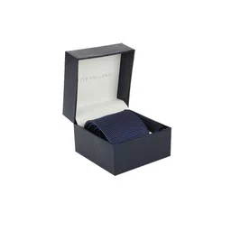 Peter England Men Navy Blue Tie & Pocket Square Accessory Gift Set-image-79