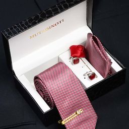 MUTAQINOTI Men Small Checks Silk Blend Necktie Accessory Gift Set-image-79