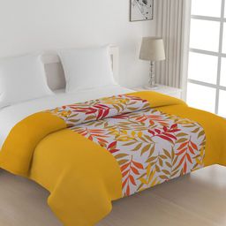 SWAYAM White & Yellow Leaf Print Anti-Allergic AC Double Comforter-29
