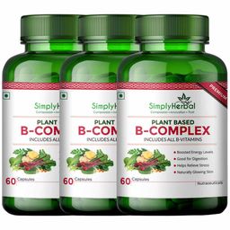 Simply Herbal Plant Based B-Complex,  60 capsules  Unflavoured (Pack of 3) -28