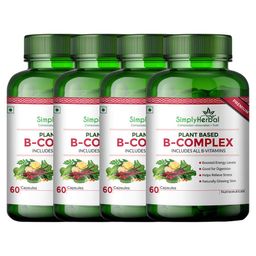 Simply Herbal Plant Based B-Complex,  60 capsules  Unflavoured (Pack of 4) -15
