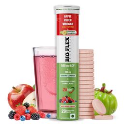Big Flex Apple Cider Vinegar + Garcinia Cambogia 1000mg with Mother,  20 tablet(s)  Mixed Berries (Pack of 6) -1