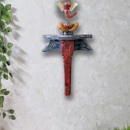 disoo fashions Red & Grey Handpainted Solid Wood Ganesha Shelf-picture-46