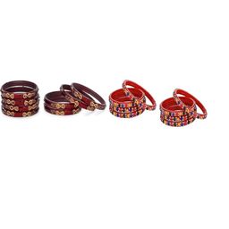SOMIL Set Of 16 Stones Studded Glass Bangles-picture-2