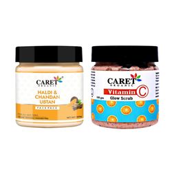 CARET ORGANIC Vitamin C Glow Scrub & Ubtan Face Pack - 100 g Each-17