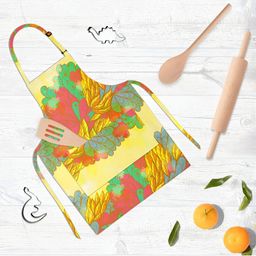ArtzFolio Kids Yellow & Green Printed Cotton Aprons-28