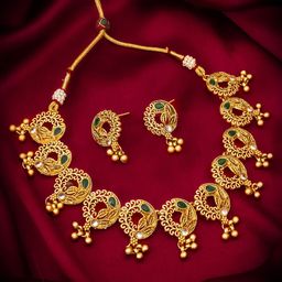 Anouk Gold-Plated Stone Studded and Beaded Jewellery Set-image-48