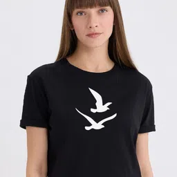 LAUREN ADAMS Women Graphic Printed Round Neck Pure Cotton T-shirt-image-95