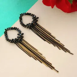 DIVASTRI Gold-Plated Artificial Beaded Contemporary Drop Earrings-picture-32