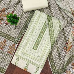 HERE&NOW Floral Printed Thread Work Cotton Unstitched Dress Material-picture-45