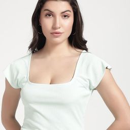 The Roadster Lifestyle Co Pure Cotton Square Neck Crop Top-image-42