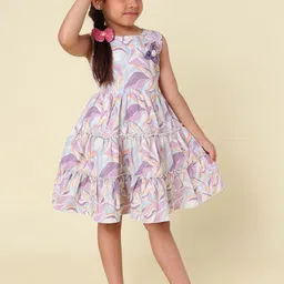 PINK MERMAID Print A-Line Dress-image-69