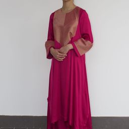 VASSTRAM Satin Round Neck A-line Tunic With Trousers-24