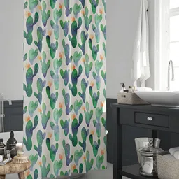 ArtzFolio White & Green Printed Waterproof Shower Curtain-image-68