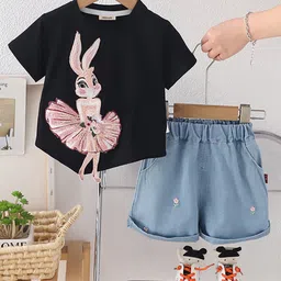 INCLUD Girls Embroidered Short Sleeves T-shirt With Shorts-image-49