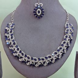 VATSALYA creation Alloy Gold- plated Blue Jewellery Set-picture-28