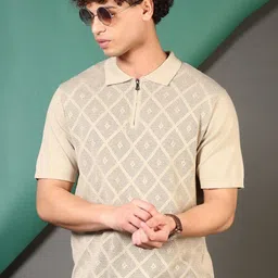 LIMEROAD Men Polo Collar Raw Edge T-shirt-image-95