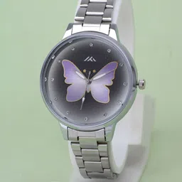 VIRAKTI Women Brass Dial & Stainless Steel Bracelet Style Straps Analogue Watch G-62-PURPLE STEEL-G-image-89