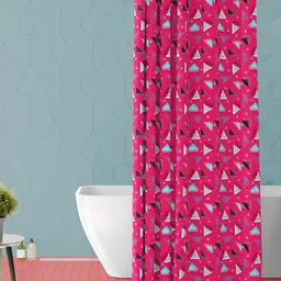 ArtzFolio Pink & Blue Geometric Printed Waterproof Shower Curtain-image-75