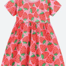 Oh Rare Girl Strawberry Print Splicing Princess Fit & Flare Dress-image-42
