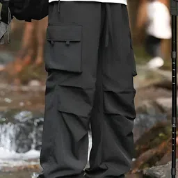 THIRD QUADRANT Men Relaxed Cargos Trousers-image-52