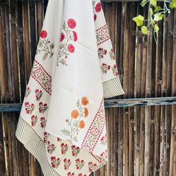 Hawamahal Off White & Red 1 Printed Cotton 300 GSM Bath Towel-image-84