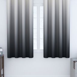 Story@home Grey & Black 2 Pieces Colourblocked Room Darkening Window Curtains-picture-2