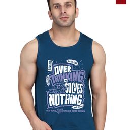 SLOWLORIS Men Pack of 2 Printed Sleeveless Bio-Washed Cotton Innerwear Gym Vests-picture-43