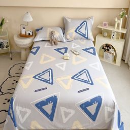 JC HOME Grey & Blue Printed 220 TC Pure Cotton King Bedsheet Set- 2.3 m x 2.5 m-image-102