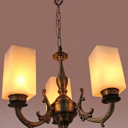 Somil Antique 3-Light Chandelier with Glass Shades, White Lighting Effect, Metal Fitting. LED Compatible. Dia: 48 X 48 X 100 Cm.-image-61