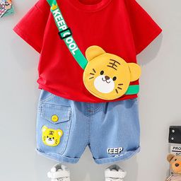 LULU & SKY Boys Printed T-shirt with Shorts-image-65