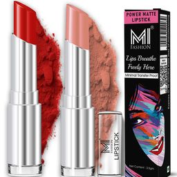 MI FASHION Set Of 2 Creamy Matte Long Lasting Lipstick - 3.5 g Each Red Wine & Nude Tude-4