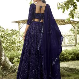 Warthy Ent Embroidered Sequinned Semi-Stitched Lehenga & Unstitched Blouse With Dupatta image 2