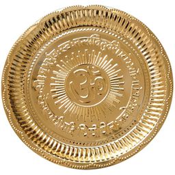 Exotic India Brass Textured Round Om Puja Thali With Gayatri Mantr-image-80
