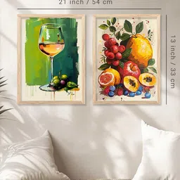 WALLLANE Set of 2 Brown Wood Abstract Wall Paintings With Frame image 5