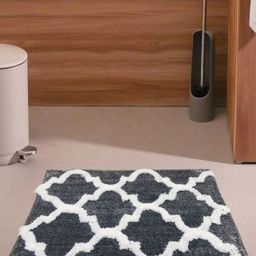 Dolce Casa 2-Pcs Grey & White Printed 1000 GSM Super Absorbent Anti Skid Bath Rugs-58